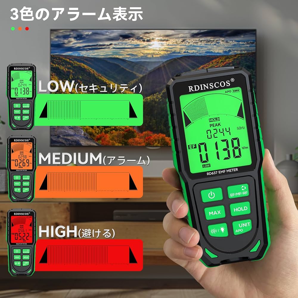 Amazon | EMFメーター デジタル電磁場放射線検出器,電磁波計